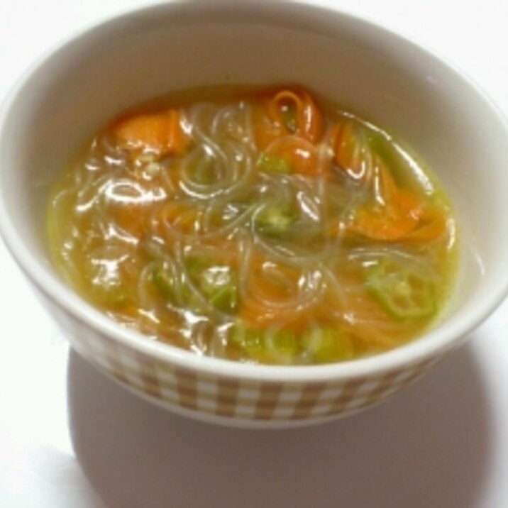 おくらと春雨の中華スープ☆